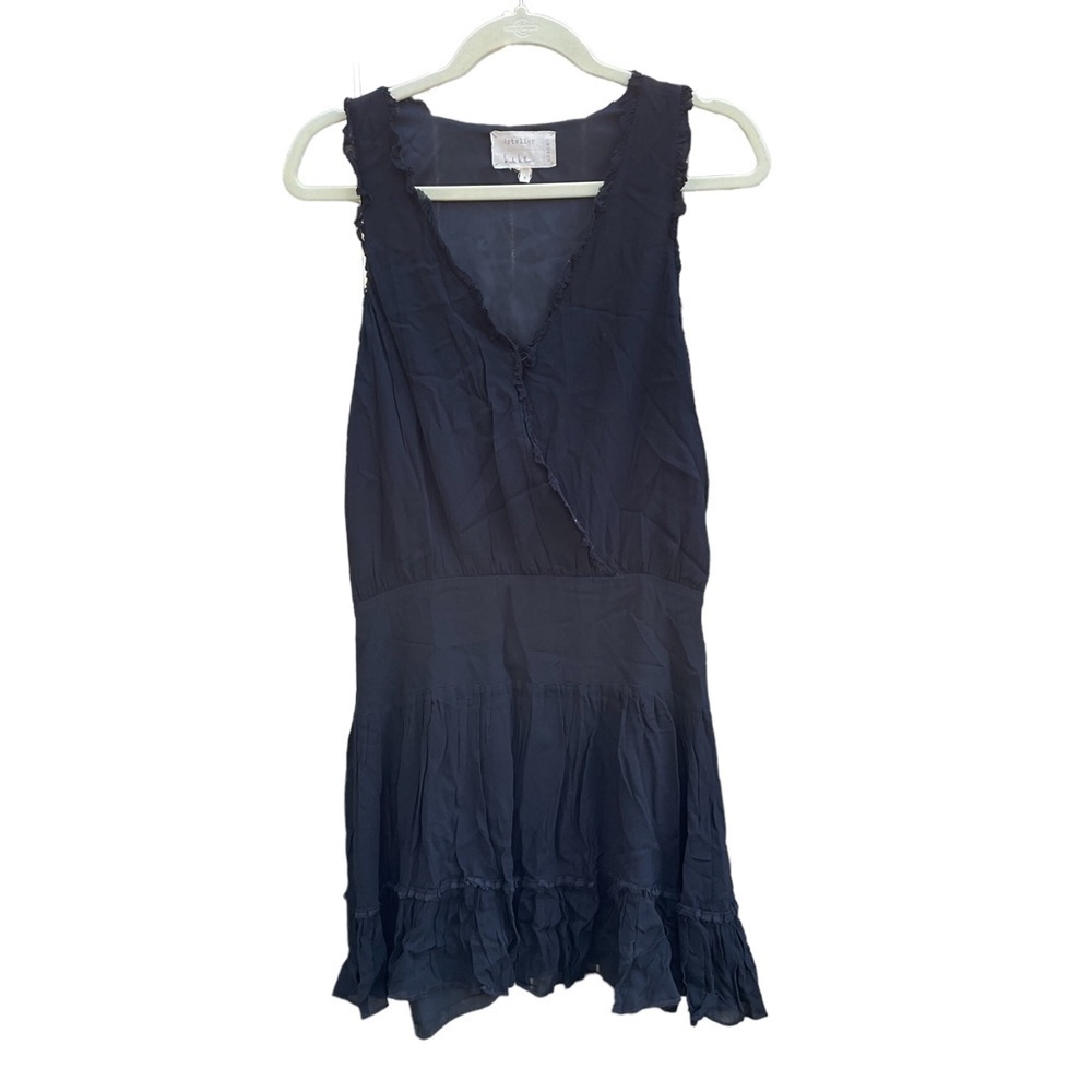 NICOLE MILLER ARTELIER BLACK SILK A-LINE DRESS